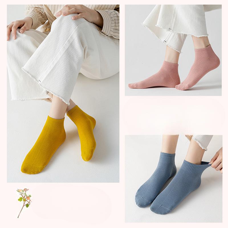 Damen Kurze Socken, Polyester-Baumwolle Flachmündige Bootssocken, Niedlich und Trendy, Dünn für Frühling und Sommer, Mittelwadenhoch für Sommer, Frühling und Herbst
