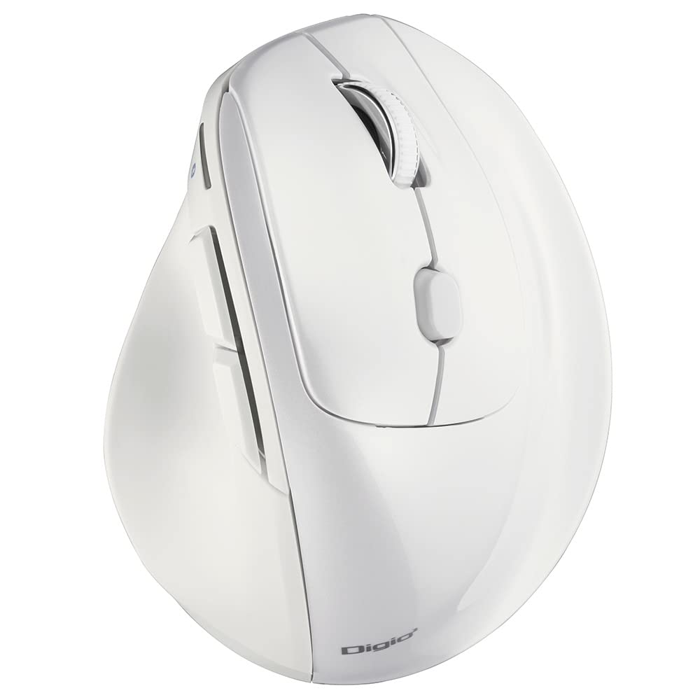 

Nakabayashi Digio2 Ergonomic Mouse with Fast Scrolling, Bluetooth 5.0, 5 Buttons, Blue LED, White, Z8759