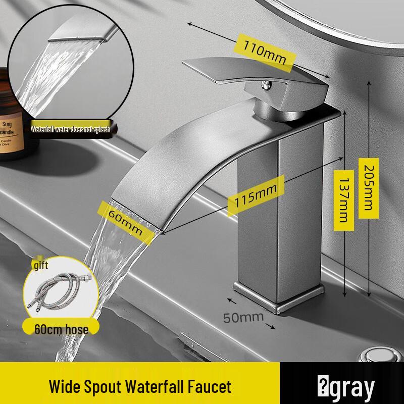 LINGJULI 304 Stainless Steel Tall Black Square Basin Faucet