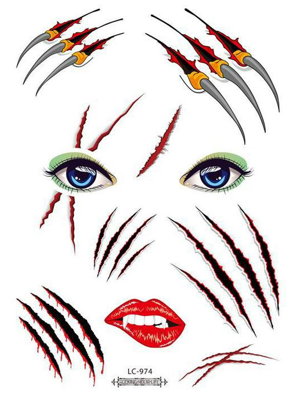 European & American Style Halloween Horror Face Tattoo Stickers for Masquerade Parties