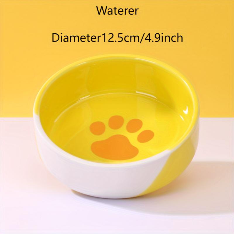 

Симпатичная мультяшная керамическая миска для домашних животных с противоскользящей деревянной подставкой для питьевой воды и закусок-идеально подходит для кошек и собак Water Bowl жёлтый