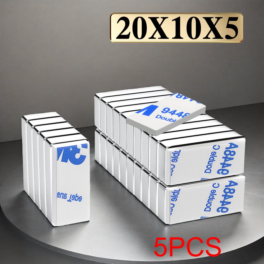 

20x10x5mm Super Powerful Block Neodymium Magnet With double-sided adhesive Magnet N35 Strong Permanent Magnetic imanes