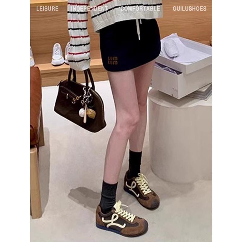 Retro Women's Spring Style Color Matching Lace-up Comfortable Casual Sports Running Shoes Wear-resistant Trend
