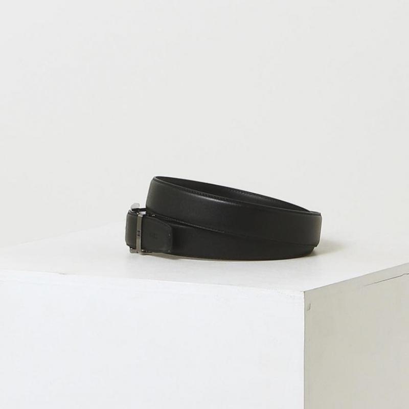 Daks Black Buckle Dd Logo Embossed Calfskin Belt Dbbe4f045bk