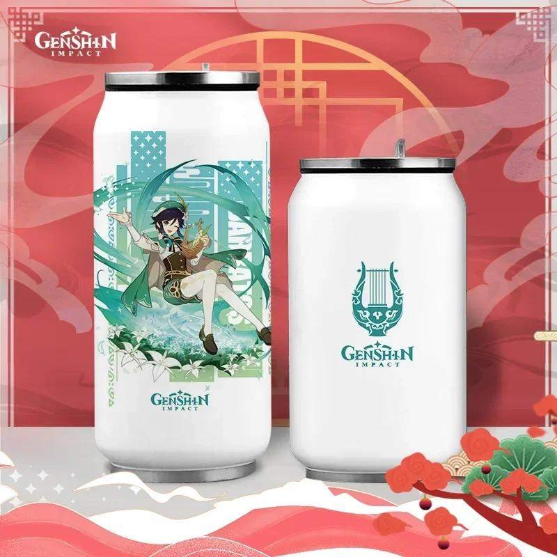 Anime Genshin Impact Thermos Bottle Stainless Steel Coffee Mup Zhongli Klee Portable Water Cup Drinking Bottle Thermos Flask