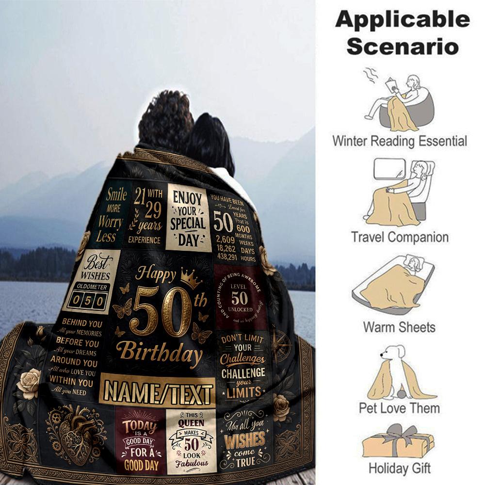 Happy Golden Anniversary Customize Your Name Blanket Soft Comfortable Lightweight And Versatile All Year Round Suitable For Travel Camping Picnics