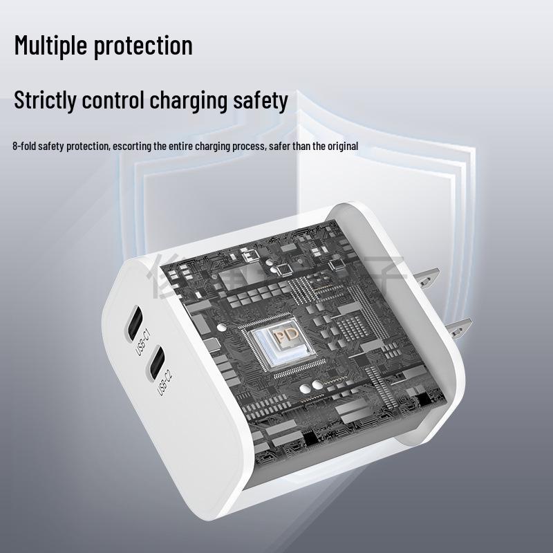 PD20W Dual USB-C Fast Charger for Apple & Samsung Devices