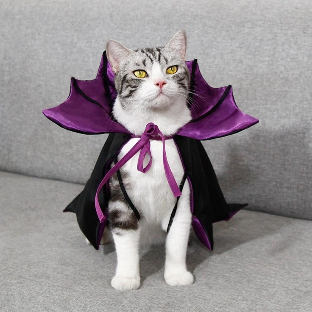 Bat Transformation Halloween Pet Costume Stand-collar Small Dog Knight Cape Cat Cosplay Cloak  Cat