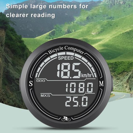 Bicycle Speedometer Wireless Odometer Large Screen Design Easy To Read IP67 Waterproof Easy To Install Magnetic Bike Computer