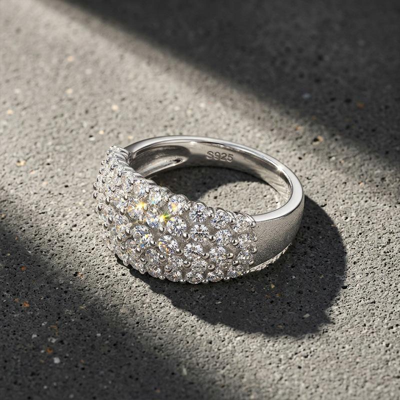 S925 Sterling Silver Moissanite Star Engagement Ring with 18K Gold Plate and Cultured Diamonds Size 5