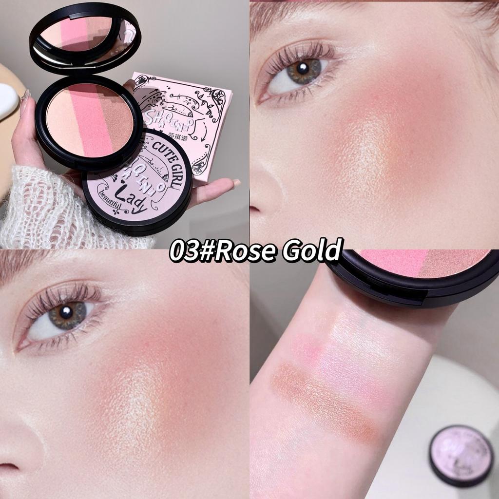 Three-color Blush SHAQINUO Matte Pearlescent Contouring and Long-lasting Powder Delicate Three-Color Rouge