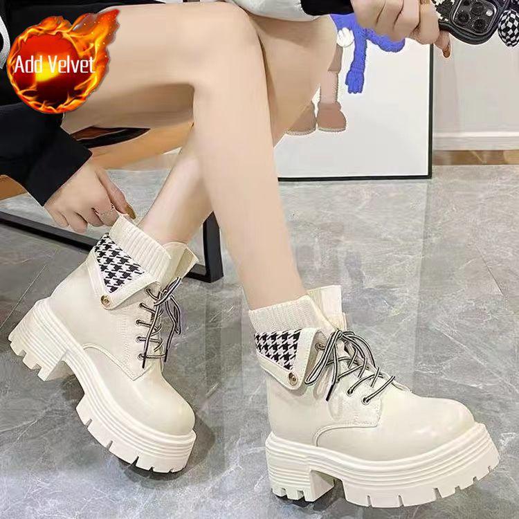 Fashion Round Toe Chunky Woman Short Shoes Autumn Winter Fleece-Lined Booties Fashion 2025 High Quality Sale Trend Ankle Boots for Women