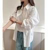 Spring Autumn Polo-neck Solid Casual Fashion Shirt Women Long Sleeve Single Breasted Cotton Blouse Cardigan Top