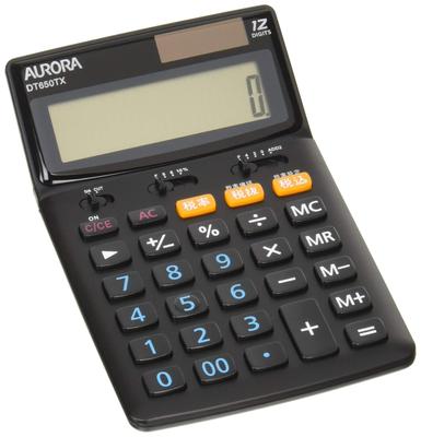Aurora Japan 12 with Tax Rate Change Black Calculator, Digits, Switch, DT650TX-B,