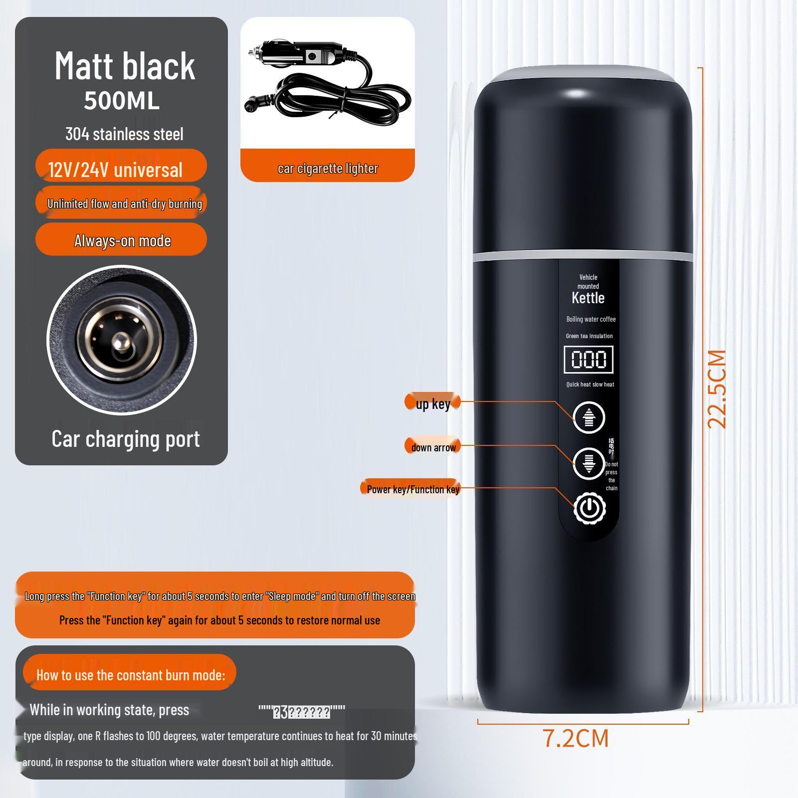 

Автомобильный электрочайник двойного напряжения: Умная термокружка с подогревом USB для 12 В/24 В