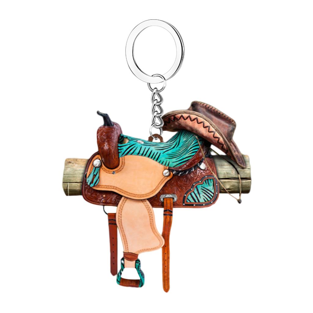 Saddle Acrylic Car Pendant Horse Saddle Keychain Western Horse Saddle Hangings Ornament Car Interior Decor Rear View Accessories