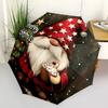 1 Stück Frohe Weihnachten Wichtel mit Cupcake, Automatisches Öffnungs- und Schließschirm, Tragbares 3-fach faltbares Design, 8-Speichen-Eisenrahmen, Outdoor-Schirm, Festliches Geschenk für Fans,