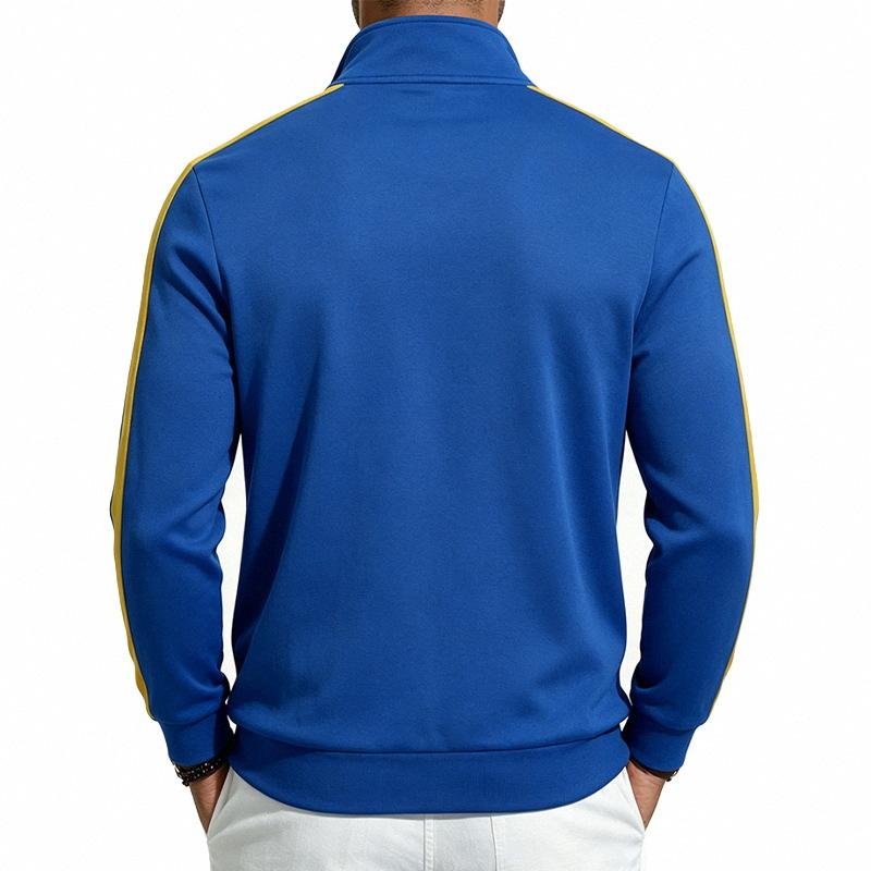 Mens Loose Fit Zip Up Stand Collar Sport Jacket