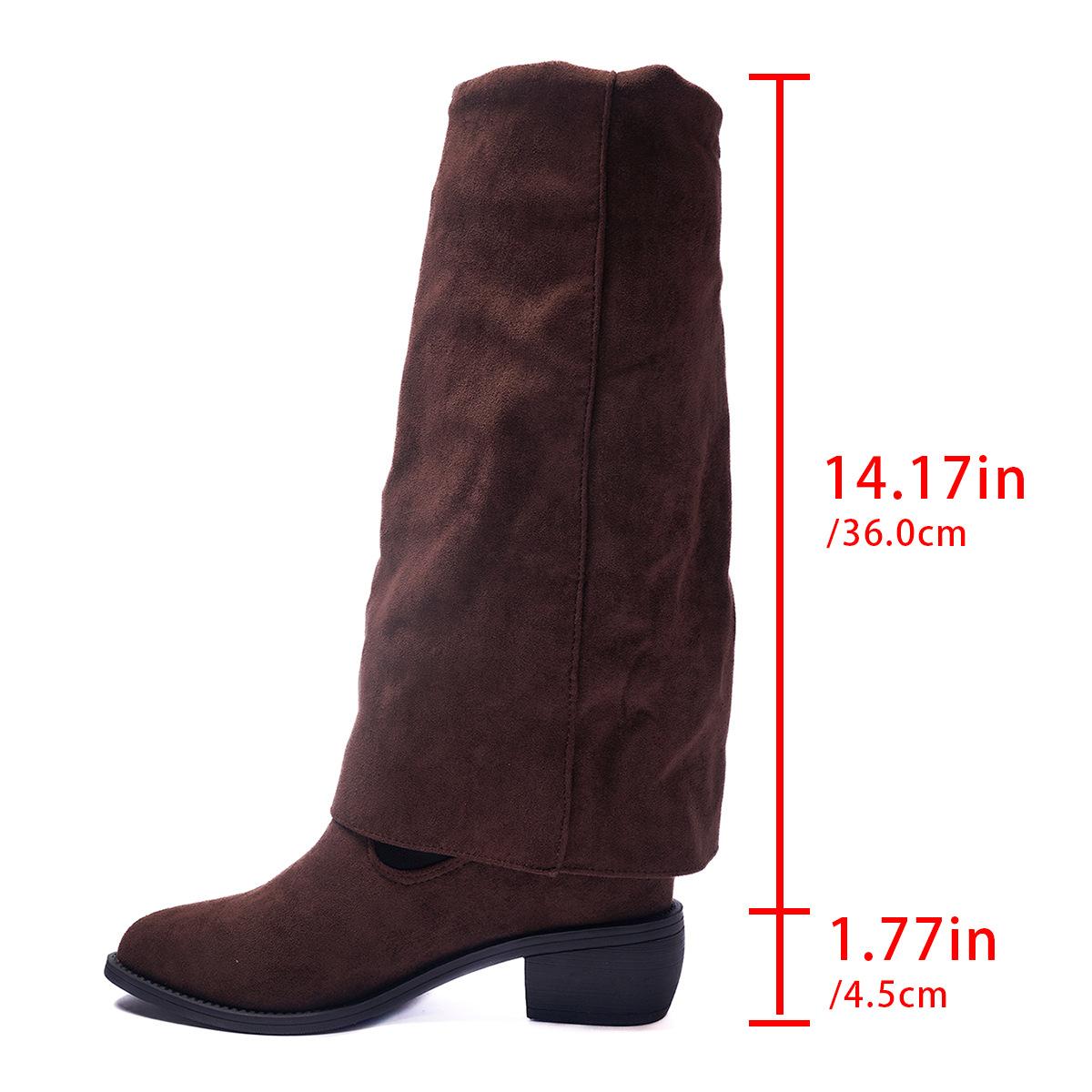 

Autumn and winter new foreign trade casual medium boots women s pointed temperament but knee boots 42 коричневий