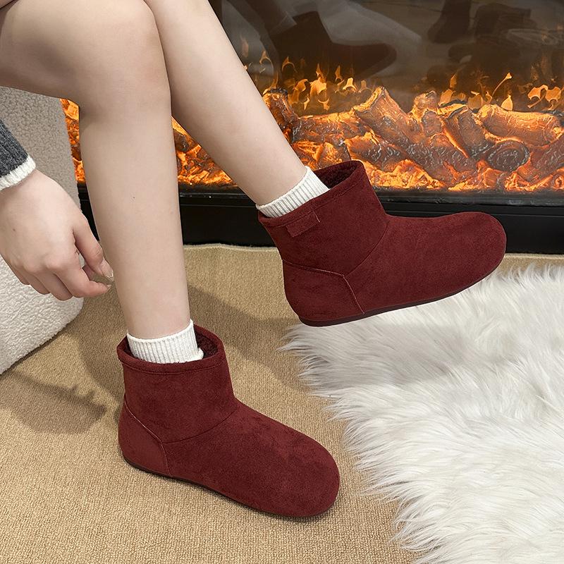 Women's Large Size Soft Sole Heightening Winter Warm Fur One Anti-slip Snow Boots Plush Lined Ankle Boots Outdoor Sports Martin Cotton Boots