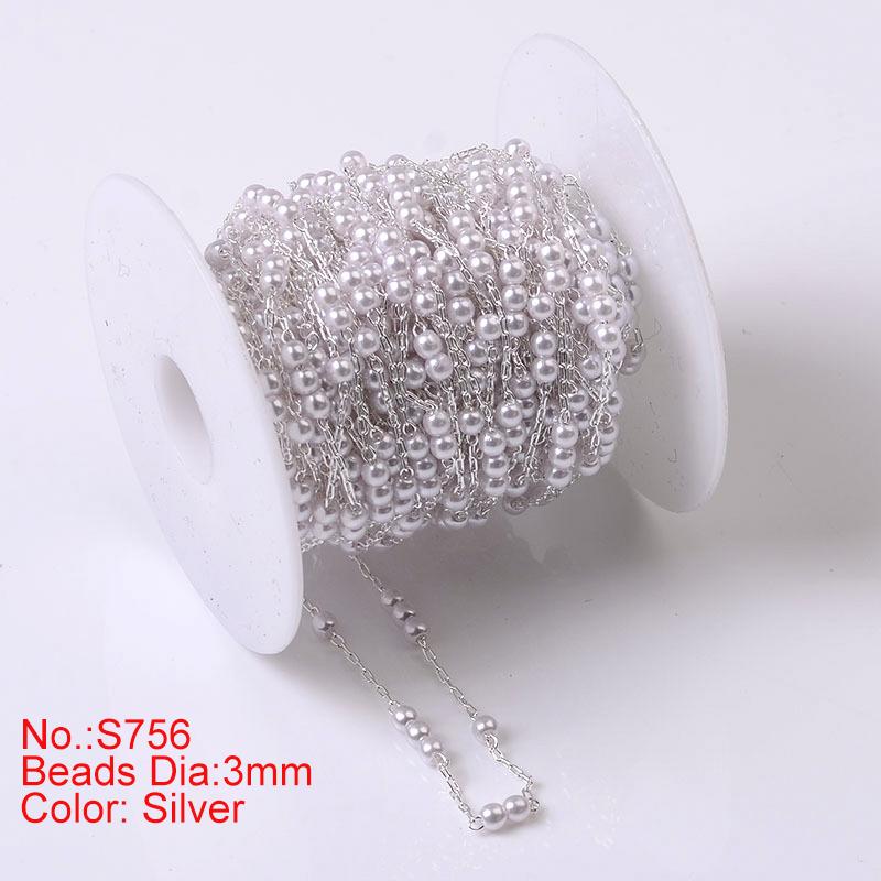 1Meter Beaded Chain Imitation Pearl Chain Copper Necklace Chain Handmade Accessories for Jewelry Making Components Crafts DIY