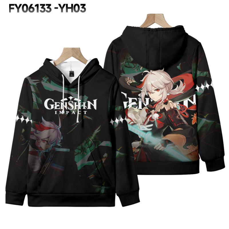 Genshin Impact Kaedehara Kazuha Cosplay Costume Unisex 3D Hoodie Zipper Hooded Sweatshirt Casual Sportswear Streetwear Clothes