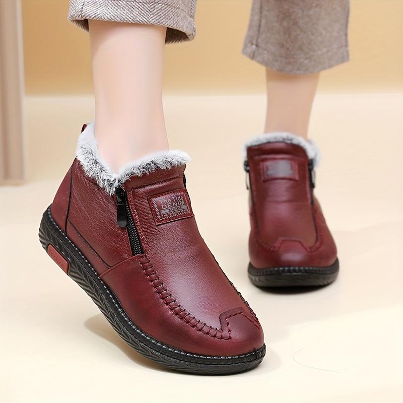 Bottes d'hiver pour femmes Semelle antidérapante Semelle antidérapante Semelle intérieure épaisse et coussinée Chaussures d'hiver douces et chaudes pour dames âgées Bottes d'hiver