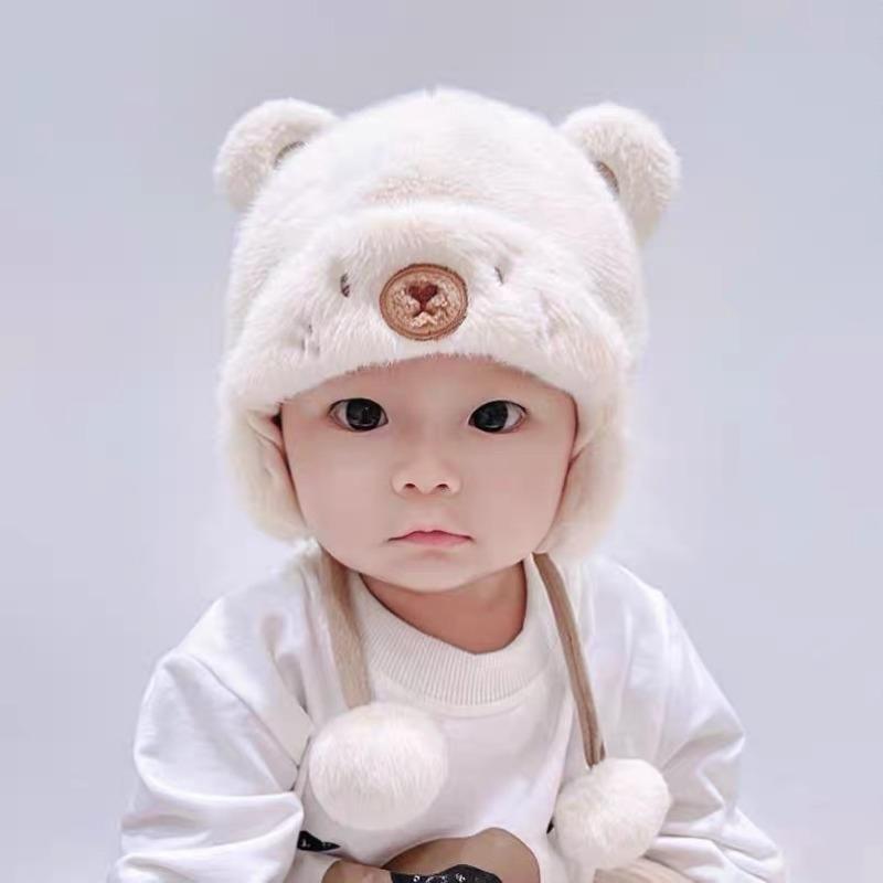 0-6M Baby Hat Autumn and Winter Six-month Baby Hat Plush Winter Male Treasure Cute Super Cute Winter Princess Ear Protection