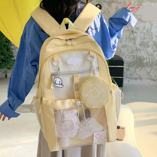 Girls Laptop Backpack Waterproof Backpack with Transparent Front Pocket Large Capacity Backpack with Padded Straps for School Street Travel