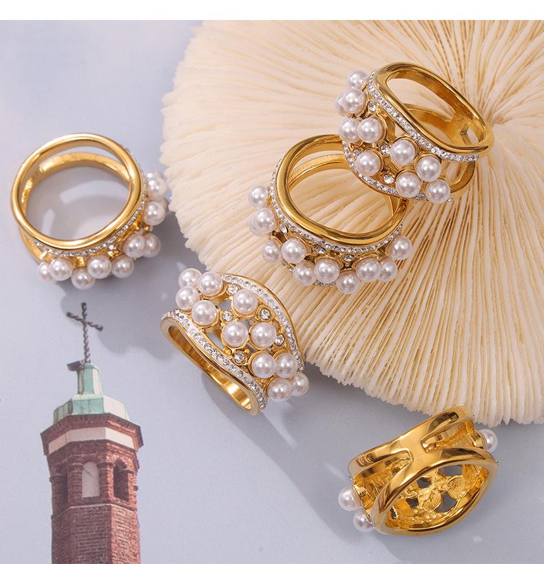 Simple Luxury Pearl & Zircon Titanium Ring with Japanese-Korean Style - Trendy and Versatile Design
