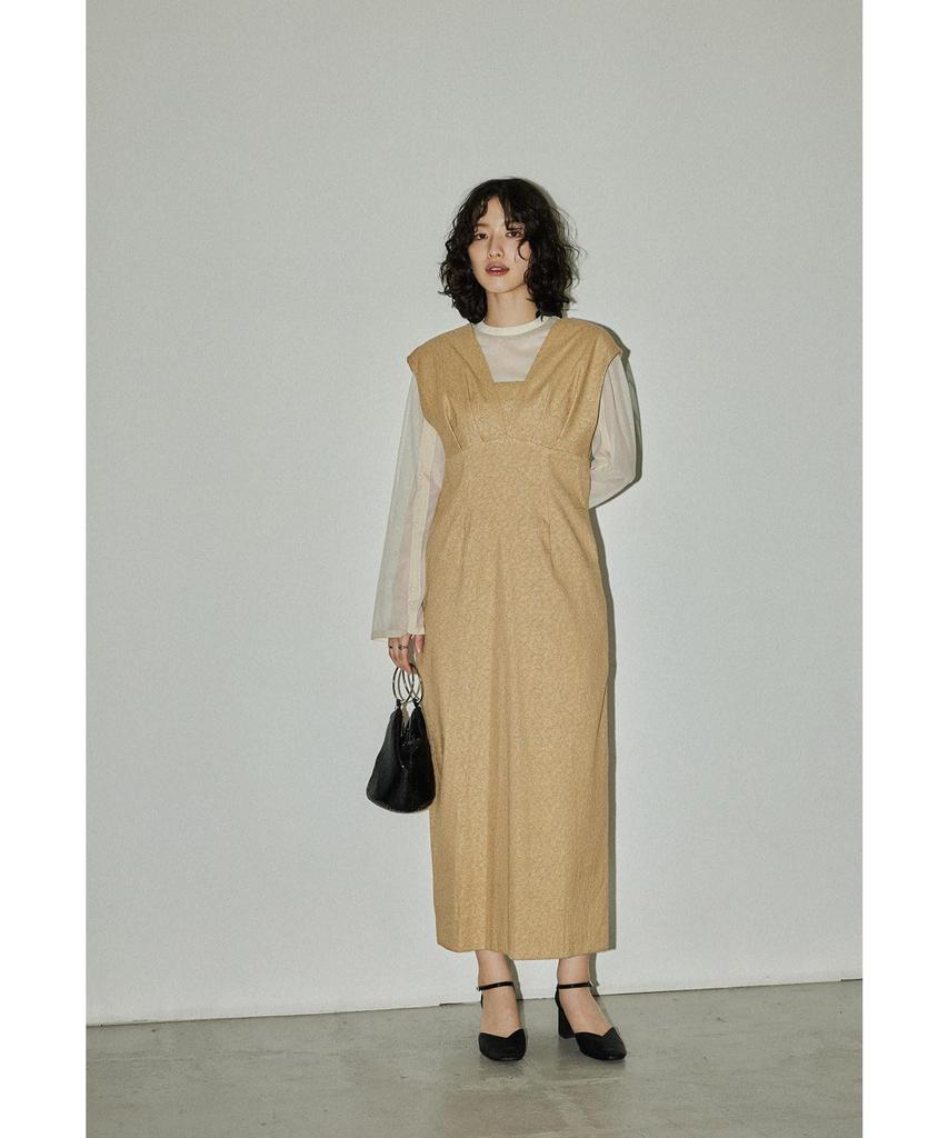 Jacquard Party Wedding Size S [niana] V-line Dress, Dress, Dress, I-line, Yellow,