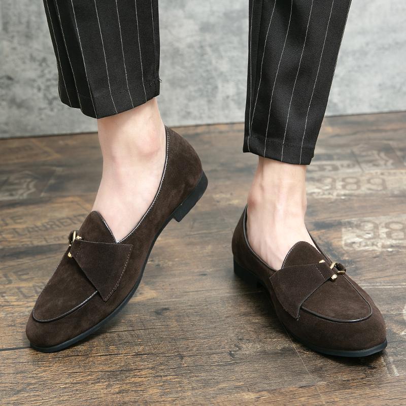 Men’s Loafers Dress Shoes Brown Suede Shoes Men Black Retro Formal Shoes Tuxedo Wedding Blazers Saddle Shoes Over Sized