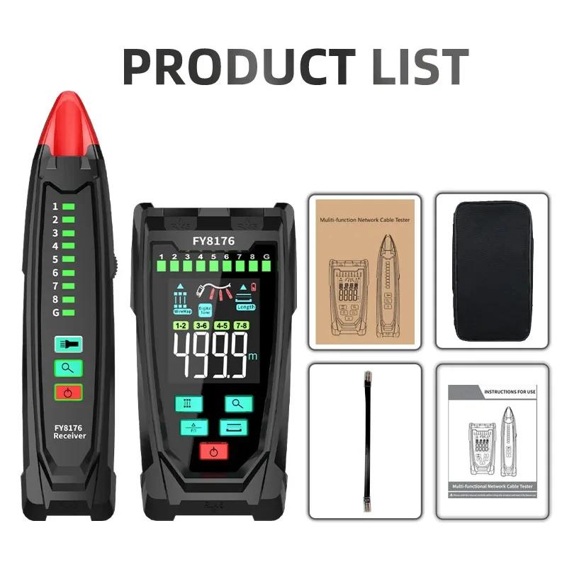 

FY8176 Тестер сетевого кабеля Регулируемая чувствительность Трассоискатель линии Локатор расстояния до повреждения/Тест длины кабеля RJ45 Сетевой искатель проводов