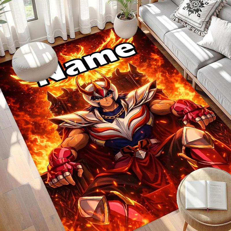 Custom Name Personalized Saint Seiya Print Carpet, Versatile Home Decor Rug, for Playroom, Apartment, Balcony, Entryway, Hallway Gift
