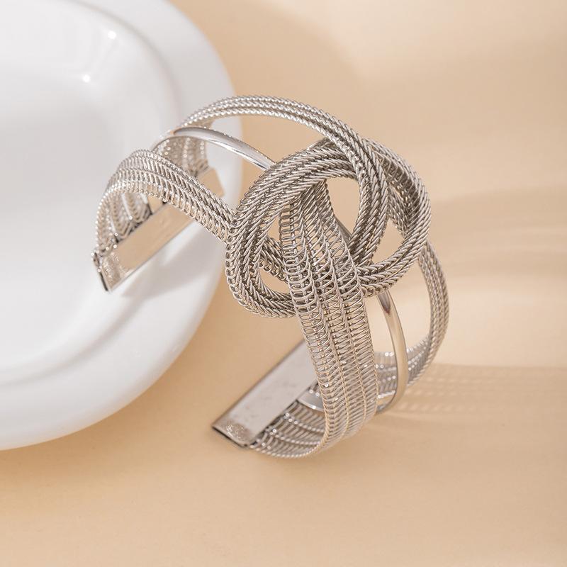 Fashion Exaggerated Open Bracelet Mesh Chain Multi-Layer Winding Wire Bracelet Personalized Trendy And Cool Jewelry