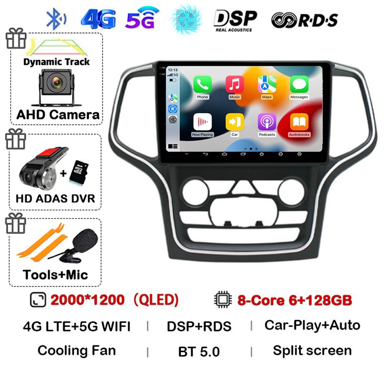 Android 14 Wireless Carplay Auto 4G+WIFI For Jeep Grand Cherokee WK2 2014-2017 Navigation GPS Car Radio Multimedia Video Player