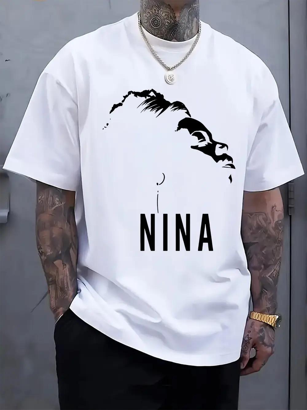 Casual Crew Neck T-shirt with Silhouette Print - NINA Design M