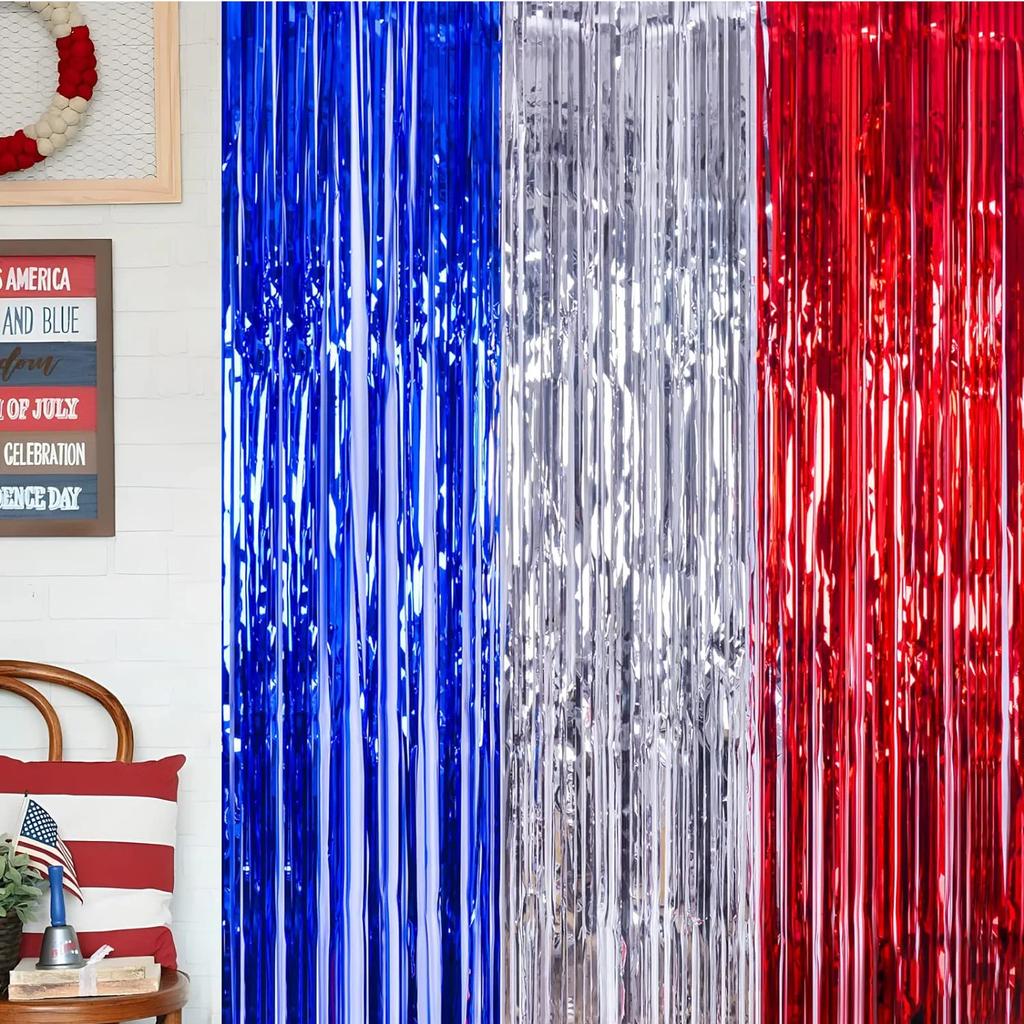 2 Pack Rainbow Foil Fringe Curtains Rainbow Party Decorations 3.3x6.6ft Tinsel Metallic Streamers Holiday Photo Booth  for Party