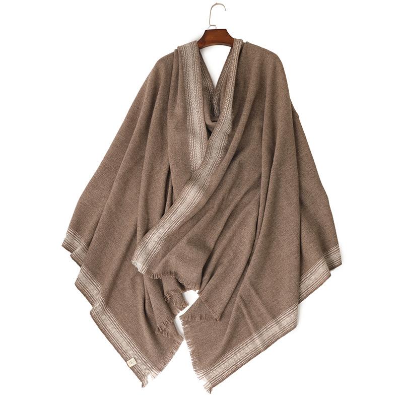 Hot large shawl thickened fashion vertical edge wool scarf warm home lamb wool blanket scarf