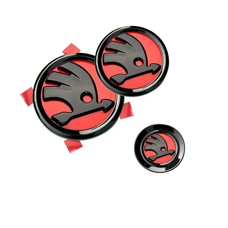 46/80/90mm Car Front Trunk Badge Steering Wheel IP34 Sticker for Skoda Logo Rapid Octavia Fabia Superb 2 3 Yeti Kodiaq Karoq