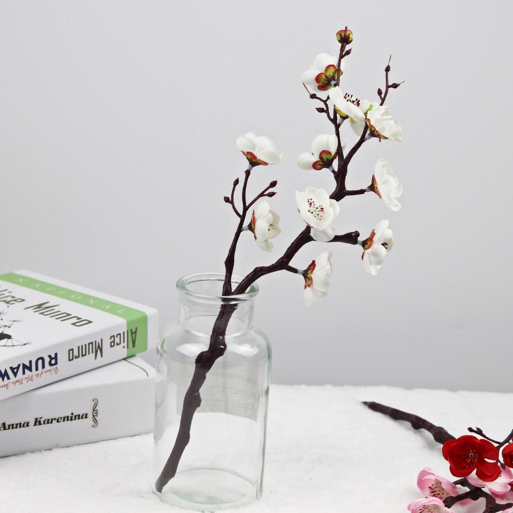 Artificial Red Plum and Peach Blossom Bouquet for Indoor Home Decoration