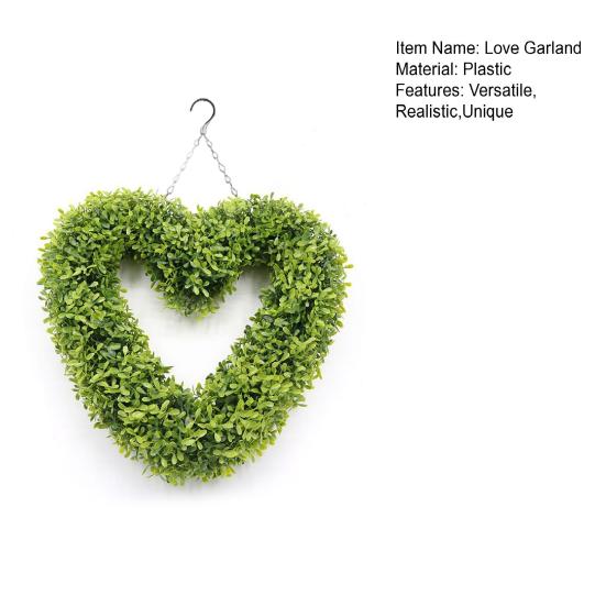 Yapay Kalp Çelenk Duvar Kapı Pencere İç Mekan Dış Mekan Kullanımı İçin Sahte Yeşil Bitki Dekor Bakım Gerektirmez Gerçekçi Asılı Yeşillik