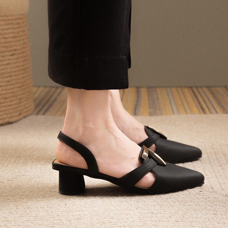 Fashion Women High Heels Slippers Pointed Toe Mules Shoes Elegant Pumps Woman Sandals 2025 Summer Fashion Dress Walking Female Zapatos