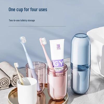 Tragbares 4-in-1 Reise-Zahnbürsten- & Waschbecher-Set
