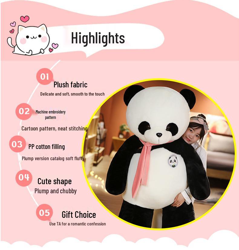 Adorable Giant Panda Plush Toy - Black & White Comfort Doll for Kids