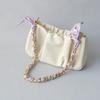 New Fashion Brand Woman Handbag Accessory Chains Detachable Floral Print Gold Silver Metal Silk Shoulder Strap Women DIY Chain Bag Handles