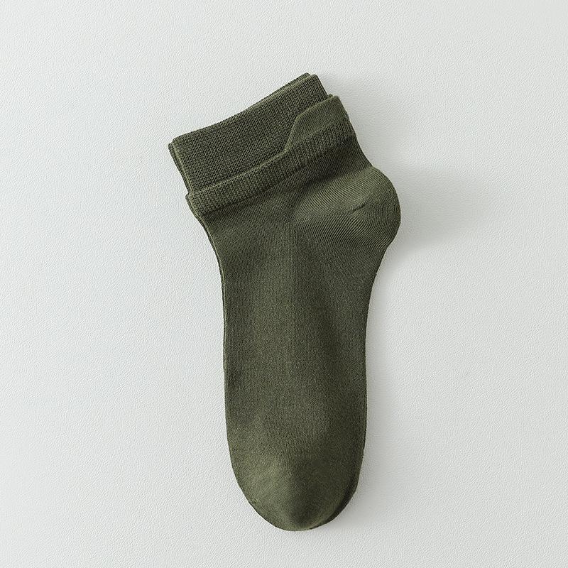 Men Spring and Autumn Pure Cotton Ear Lifting Sweat Absorbing Deodorizing Matching Color Short Tube Socks