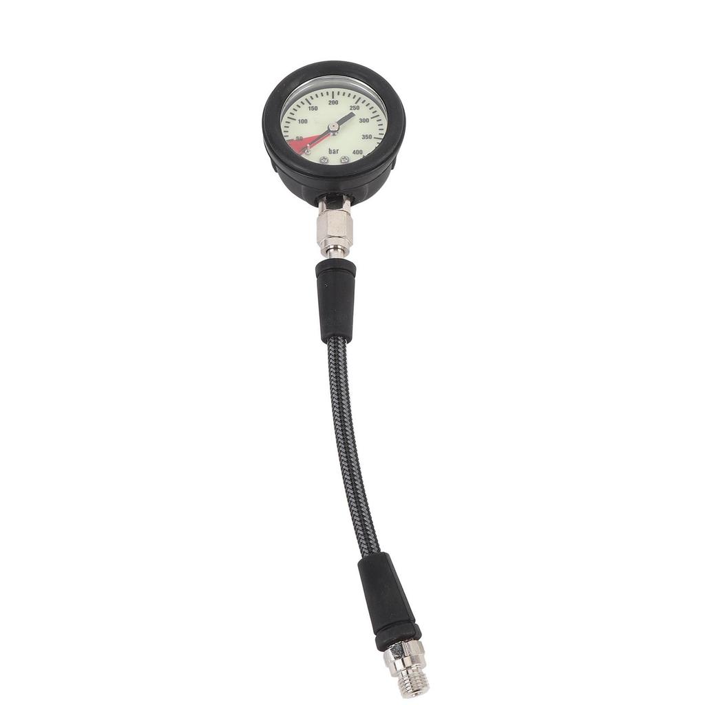 Diving Pressure Gauge with Carbon Fiber Woven Hose Diving Night Glow Pressure Gauge for BCD Regulator 15cm   5.9in