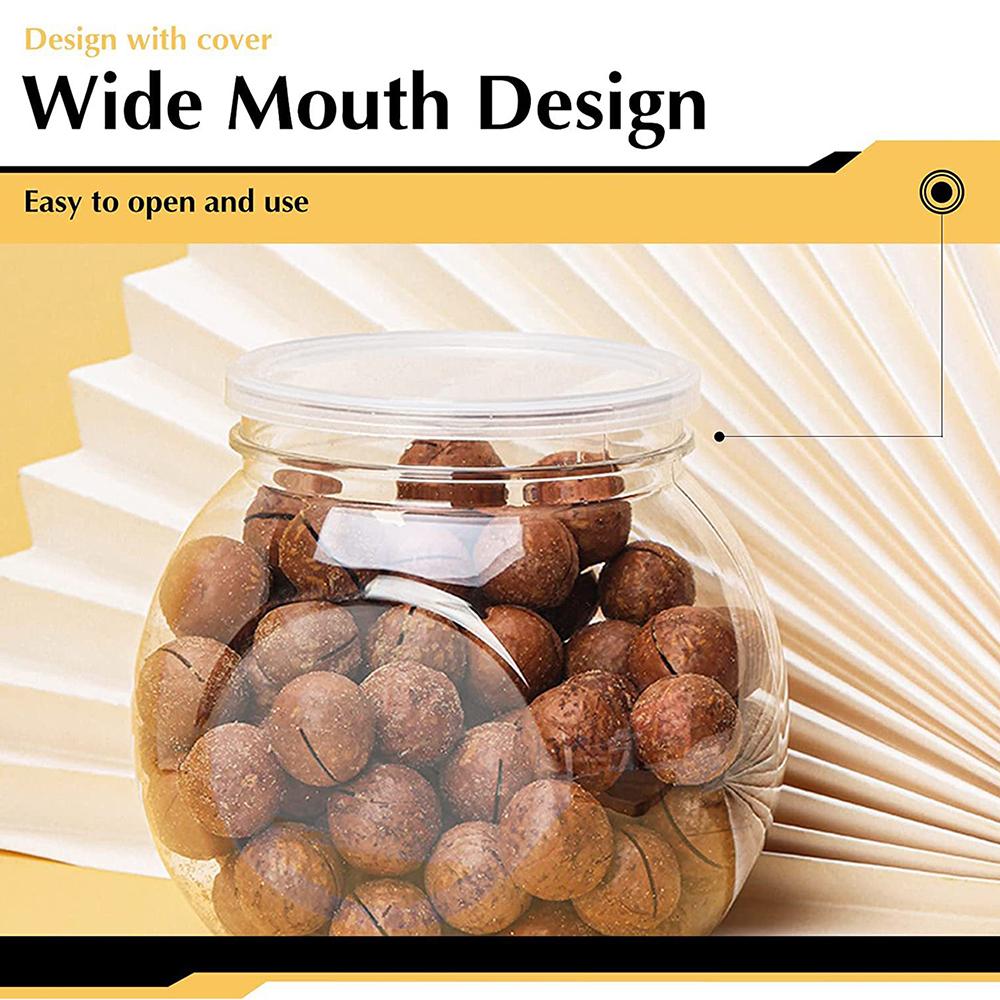1Pc Candy Jar with Lid Plastic Clear Cookie Storage Container Wide Mouth Canister for Candy Snacks Cereal Jelly Dry Food