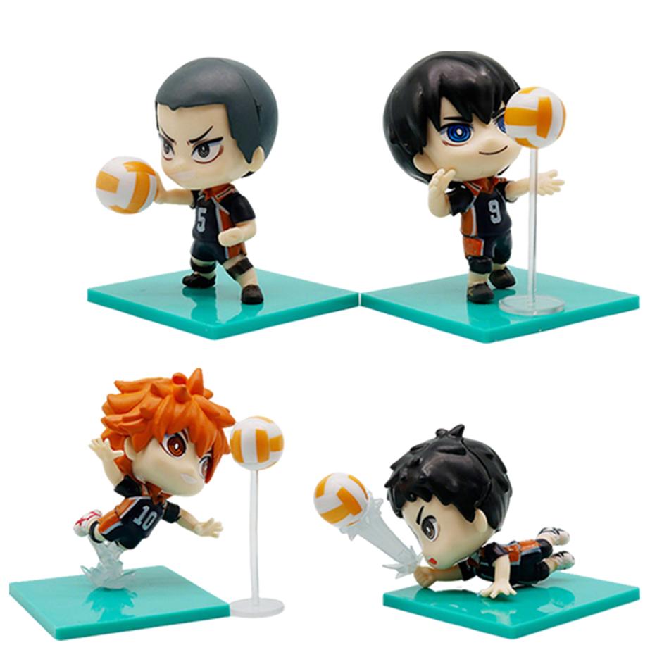 8 Pièces Haikyuu Figurines Multi-personnages Mignon Anime Décor de Bureau Modèle de Collection Jouets Cadeaux pour Enfants Support